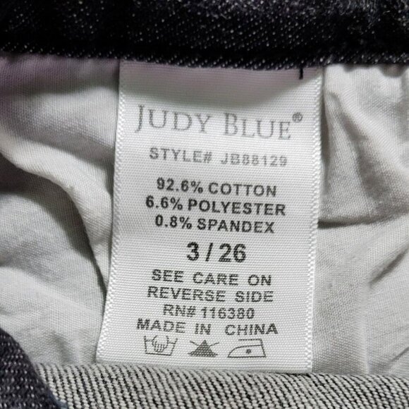 Judy Blue Women's Jeans 3/26 Black Denim Skinny Fit Distressed Button Fly - Picture 12 of 13